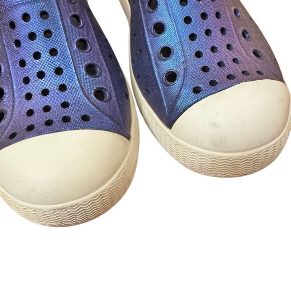 Native Jefferson Sneaker Shoes Iridescent Navy Blue / Purple Kids Size 13 - Picture 6 of 8